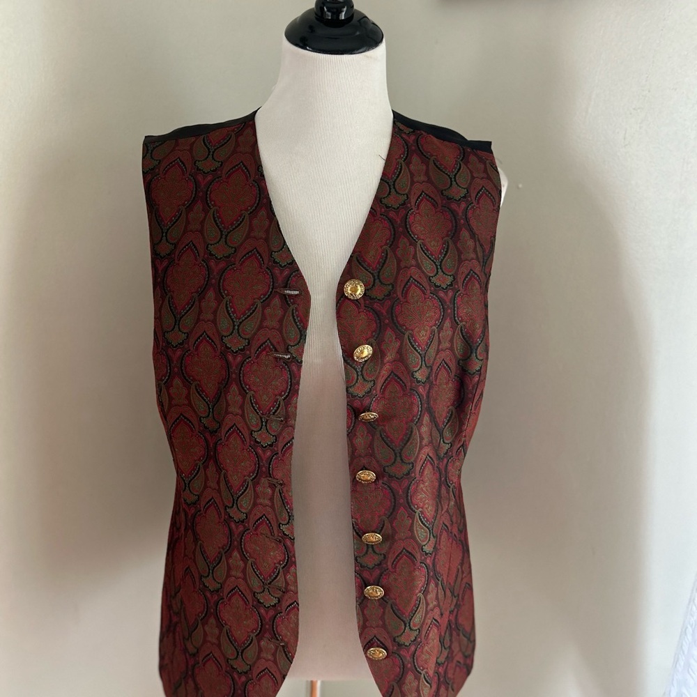 Vintage Red and Gold Patterned Vest